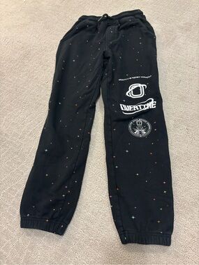 Overtime Black Kids' Graphic Jogger Sweatpants with Multicolor Star Dots